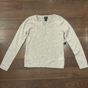100% cashmere grey Henley sweater